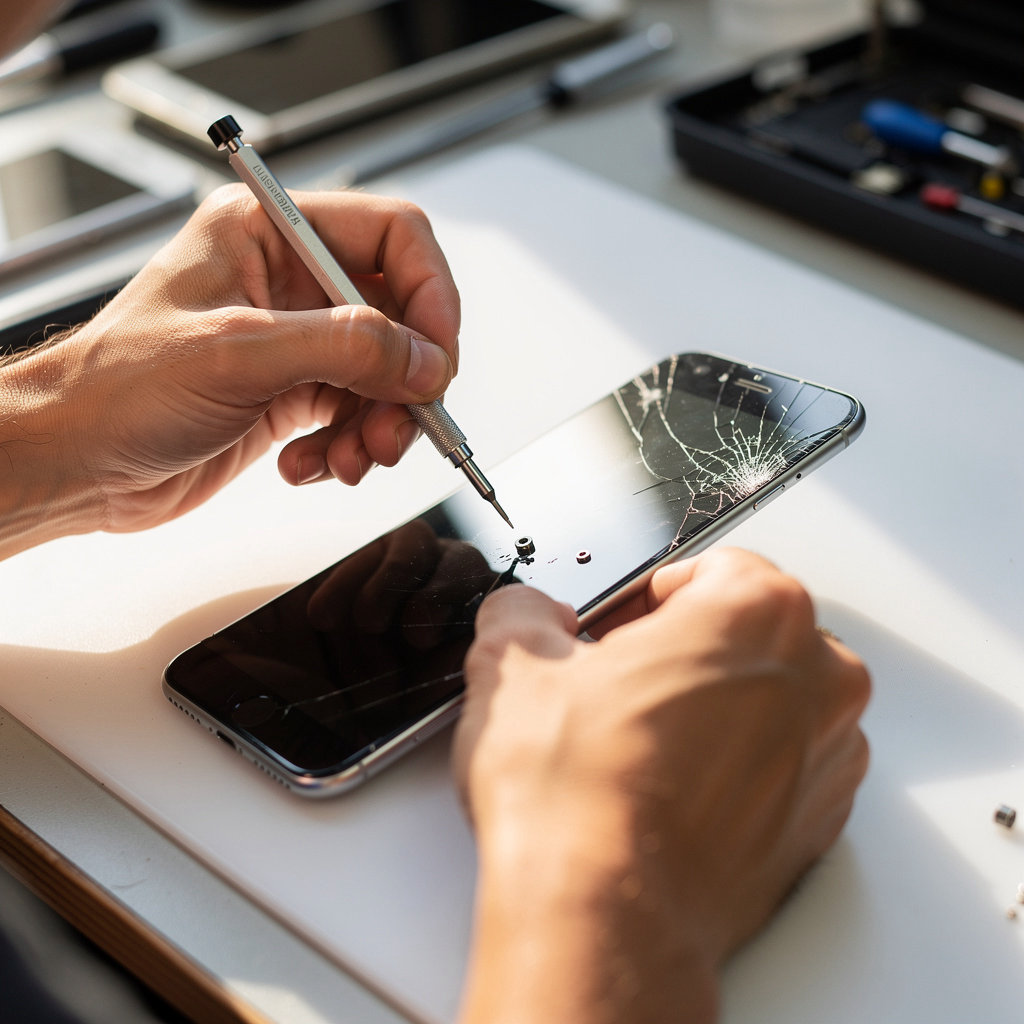 A to Z Wireless expert technician performing cell phone and tablet repair services in San Diego